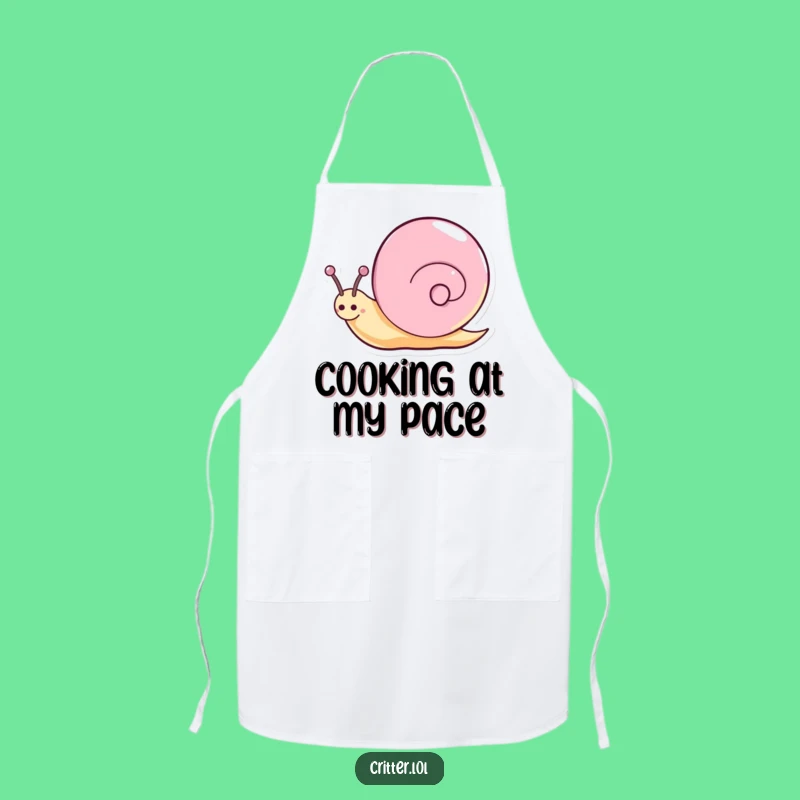 Funny Snail Apron - Happy Sparkly Spin Kitchen Fun - Joyful Slow Mover Chef Gift