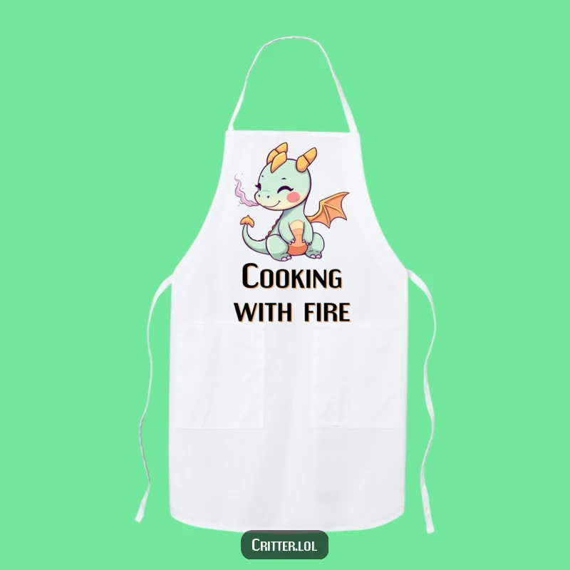 Funny Tiny Dragon Cooking Apron: Chef Up Fun with Colorful Smoke!