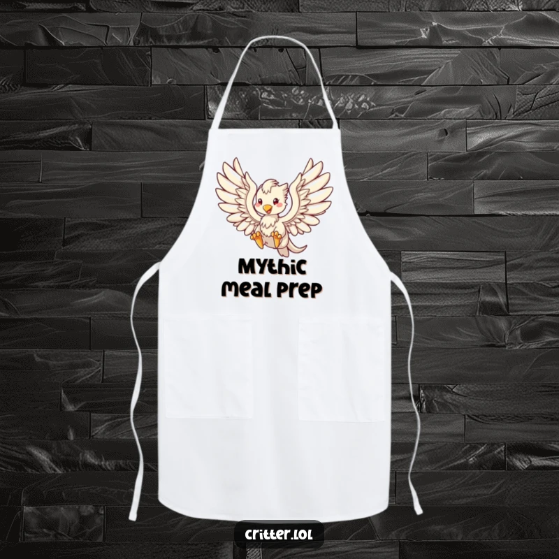 Funny apron adorned with a soaring griffin, perfect for cooks who appreciate mythical beasts and a humorous touch.