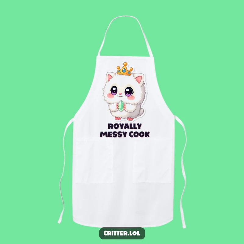 Funny Crowned Fuzzy Creature Apron - Royal Kitchen Gift