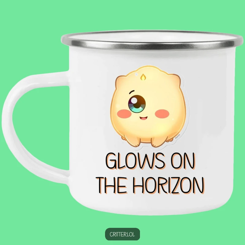Funny Glowing Creature Camping Mug: Adventure with a Beam!