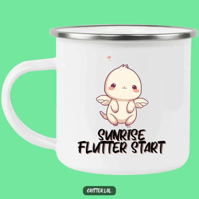Funny Shy Creature Camping Mug: Gentle Adventures with Fluttering Friends