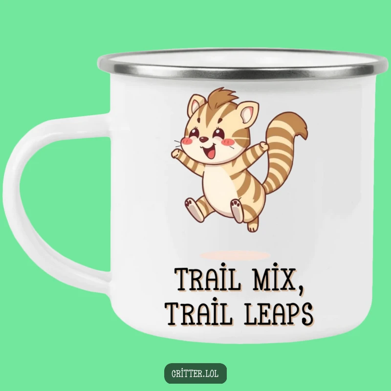 Funny Striped Creature Camping Mug: Joyful Adventures Start Here