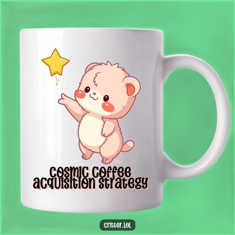 Funny Fuzzy Creature Star Grab Mug - Hilarious Cosmic Wish Gift Idea