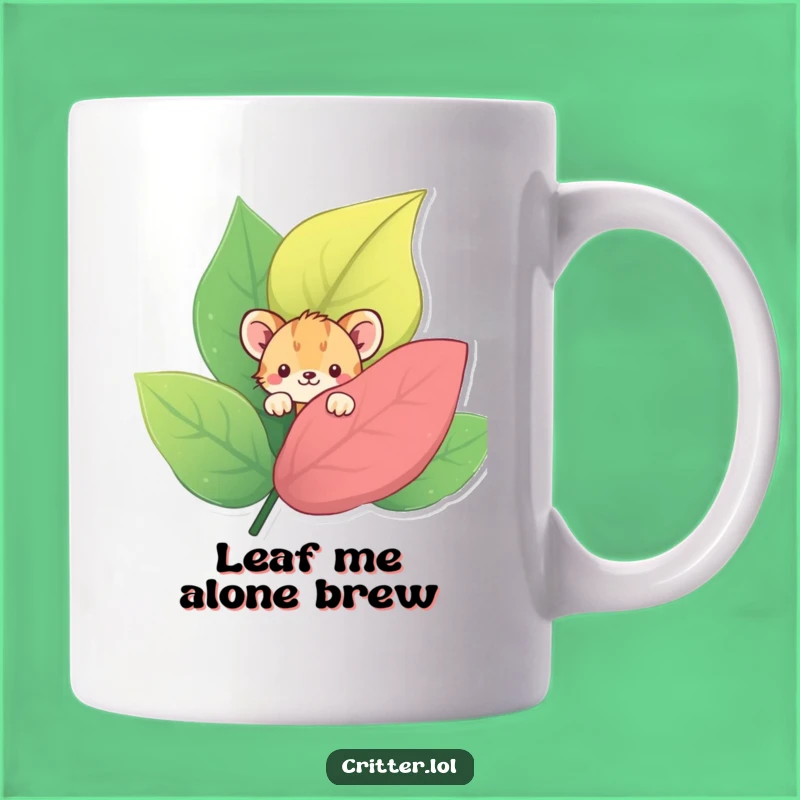 Funny Shy Critter Leaf Mug: A cute and funny gift for the introverted soul.