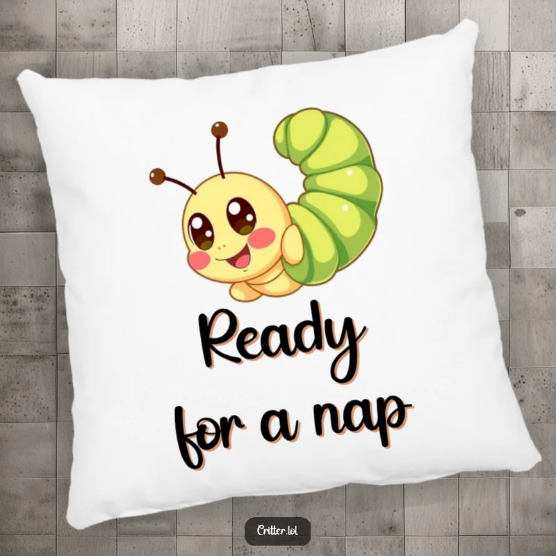 Funny caterpillar pillow showcasing a cute character in a happy somersault pose, offering comfort and a smile.