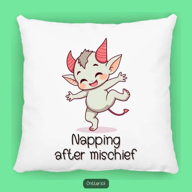Funny Imp Cartwheel Pillow - Cozy Mischief & Fun!