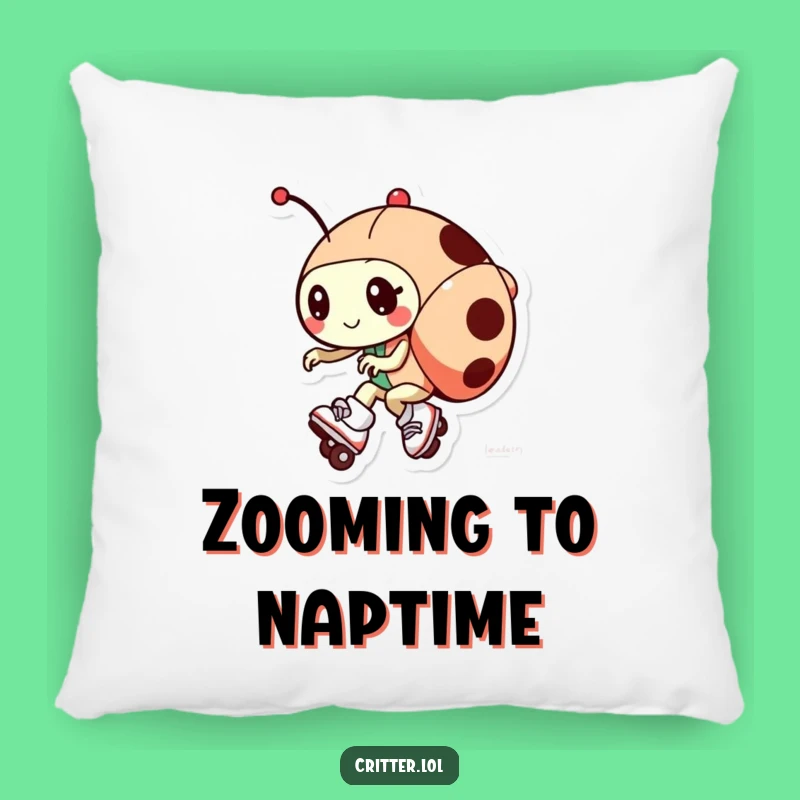 Funny Ladybug Roller Skates Pillow: Cozy Vibes with Speedy Humor - Great Gift!