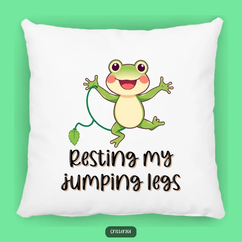 Funny Frog Pillow - Joyful Jumping Rope Accent - Vine Jumper Comfort Gift