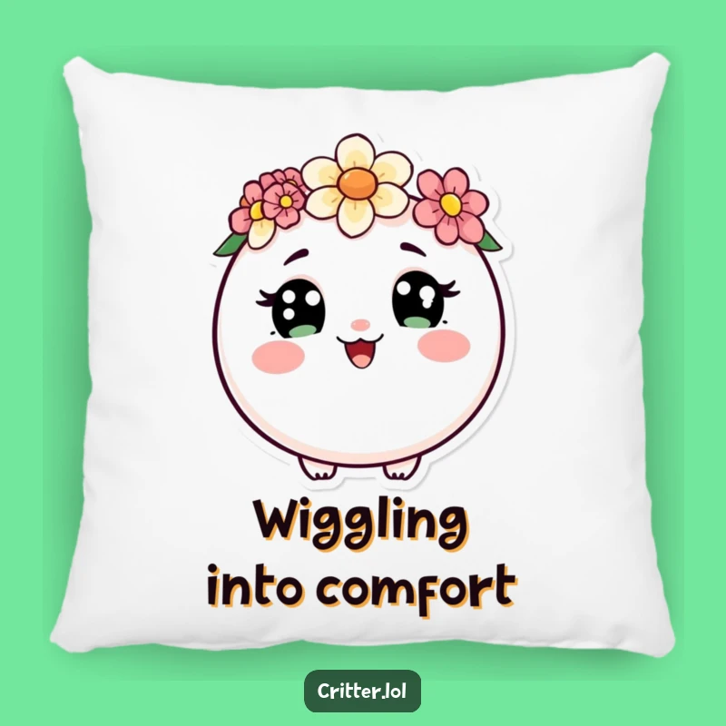 Soft Funny Round Critter Flower Crown Pillow - Cozy & Sweet