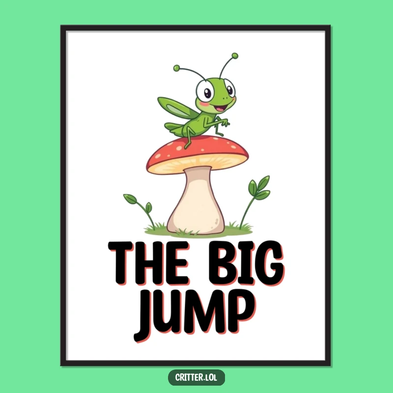 Funny Grasshopper Jump Digital Art: Instant Energy for Your Walls - Great Gift!