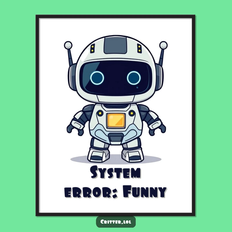 Funny Robot Art Print: Blinking Light Fun for Humorous Tech Decor