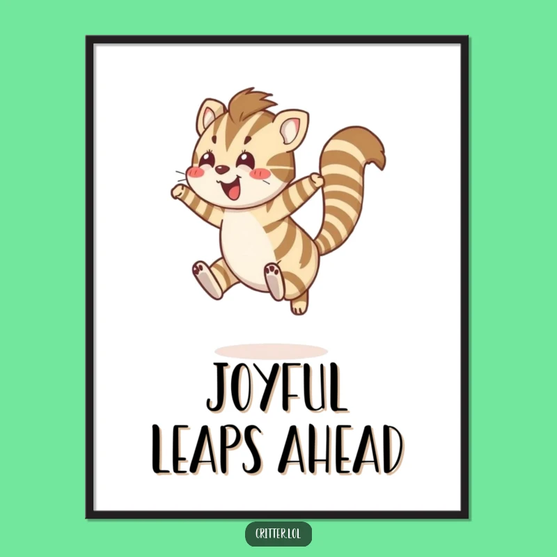 Funny Striped Creature Digital Art: Joyful Leaping Instant Download