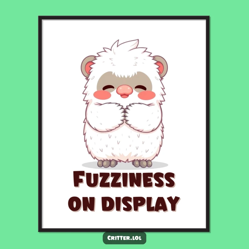 Funny Yeti Hug Digital Art: Instant Joy with a Tiny Creature's Warm Fuzzy Embrace - Funny Gift!