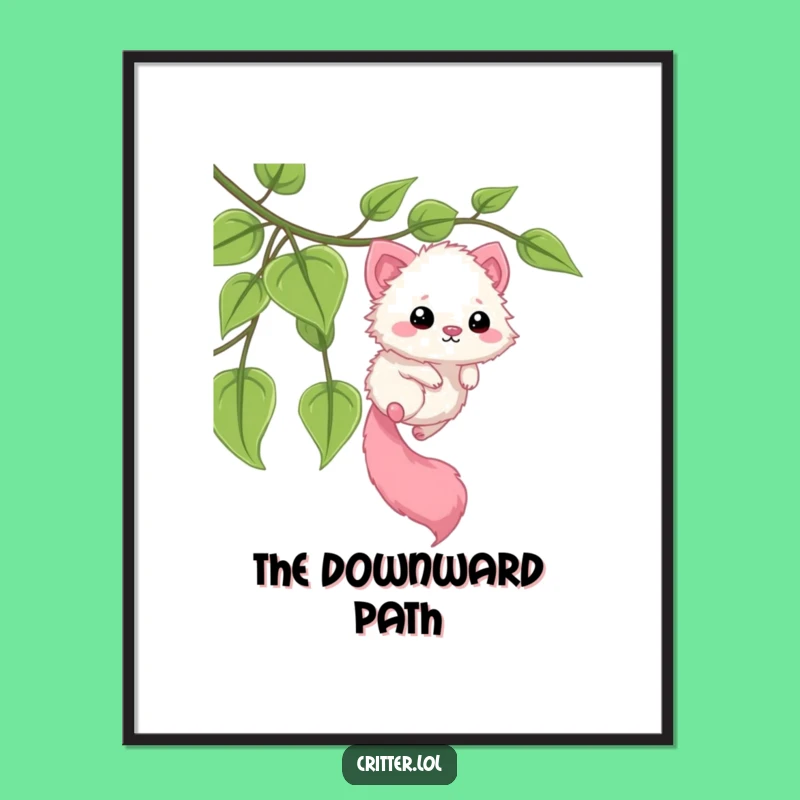 Funny Sliding Critter Art Print: Dynamic Vine Rider, a Digital Funny Gift for Instant Excitement