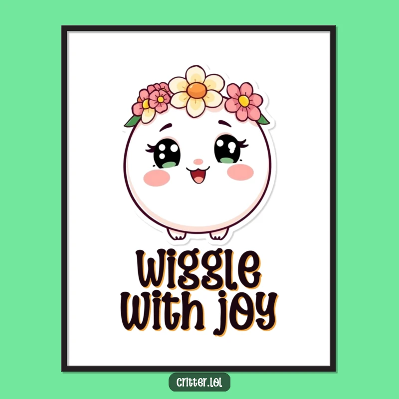 Funny Round Critter Flower Crown Digital Art - Instant Charm!