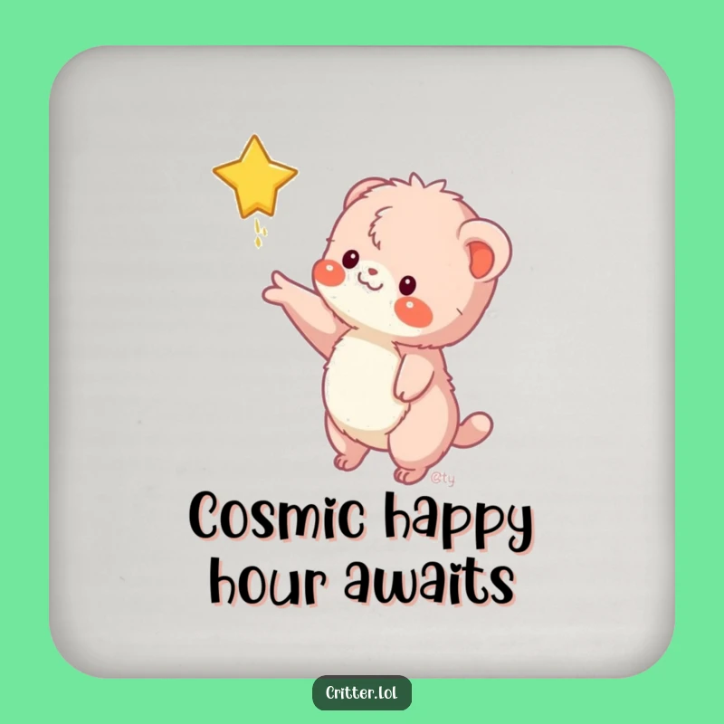 Funny Fuzzy Creature Star Grab Coaster - Protect Surfaces Hilariously