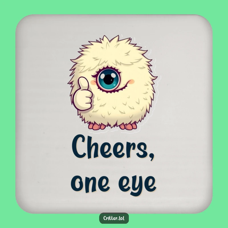 Funny Monster Coaster Set, Thumbs Up Drink Protection, Quirky Gift