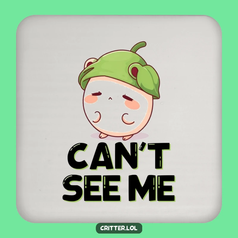 Funny Shy Critter Coaster Set, Cute Leaf Hat Drink Protection, Adorable Gift