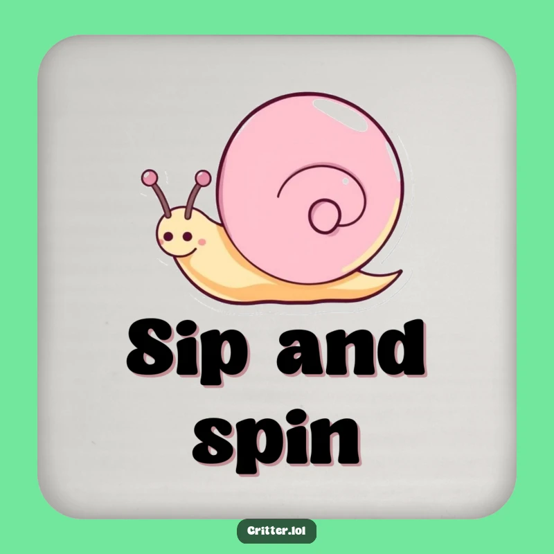 Funny Snail Coaster - Happy Sparkly Spin Drink Protector - Joyful Slow Mover Table Gift