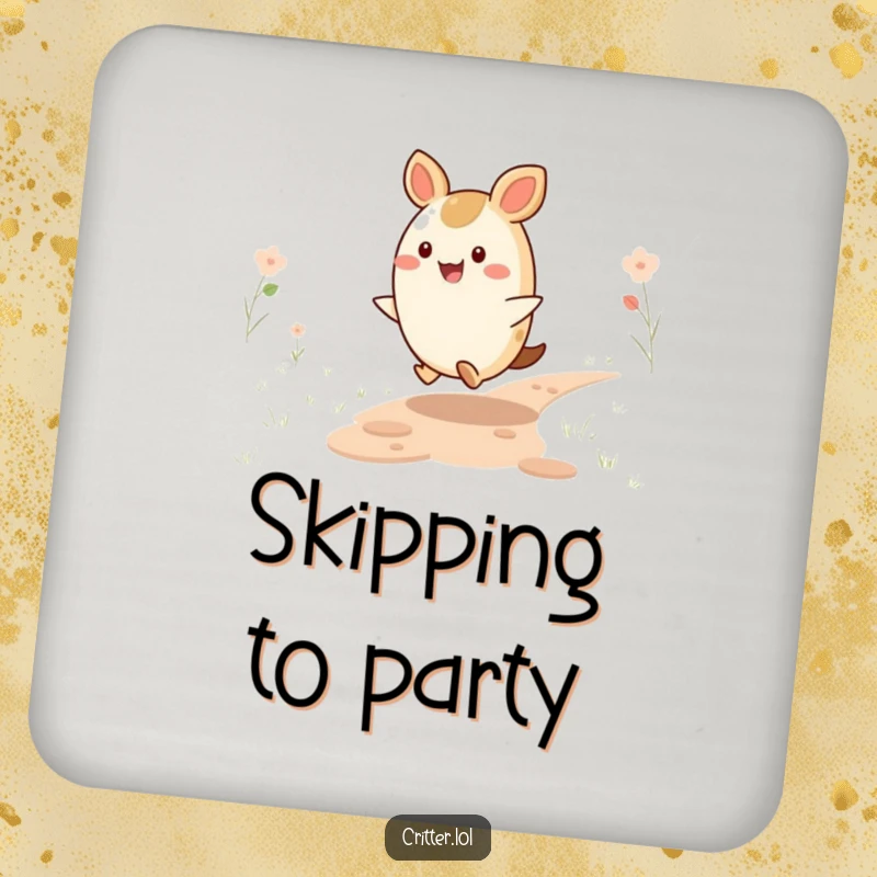 Funny Critter Coaster: A happy, round critter skips along a path, adding a joyful and funny touch to your surfaces.