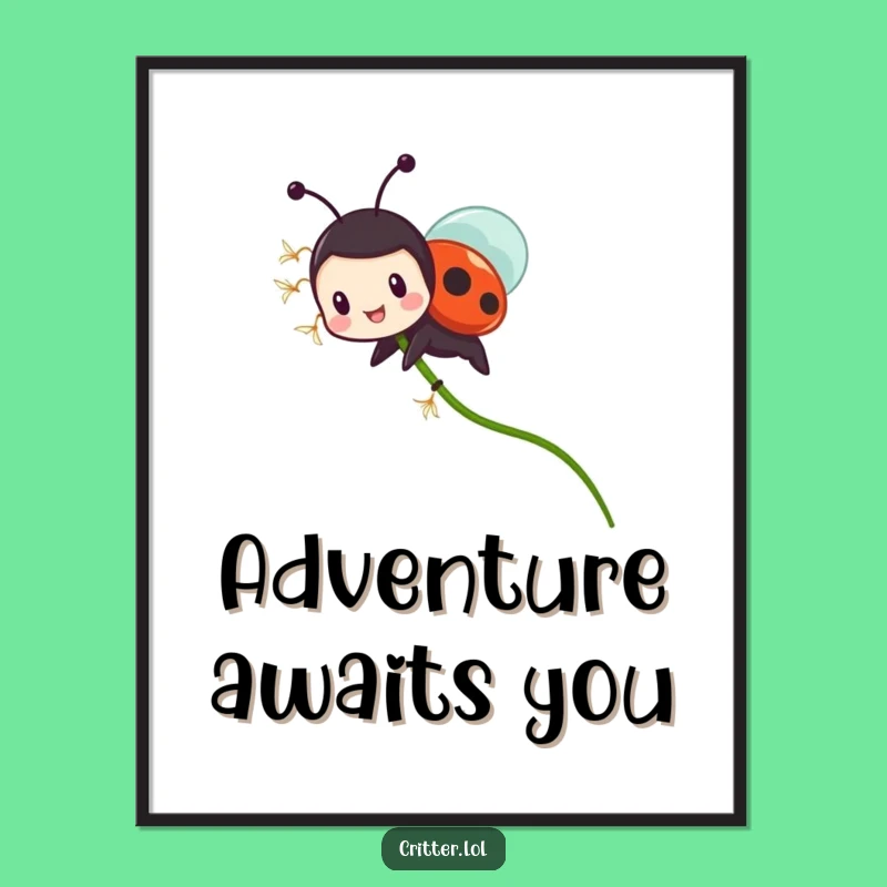 Funny Ladybug Dandelion Poster: Whimsical Nature Art for a Hilarious Gift