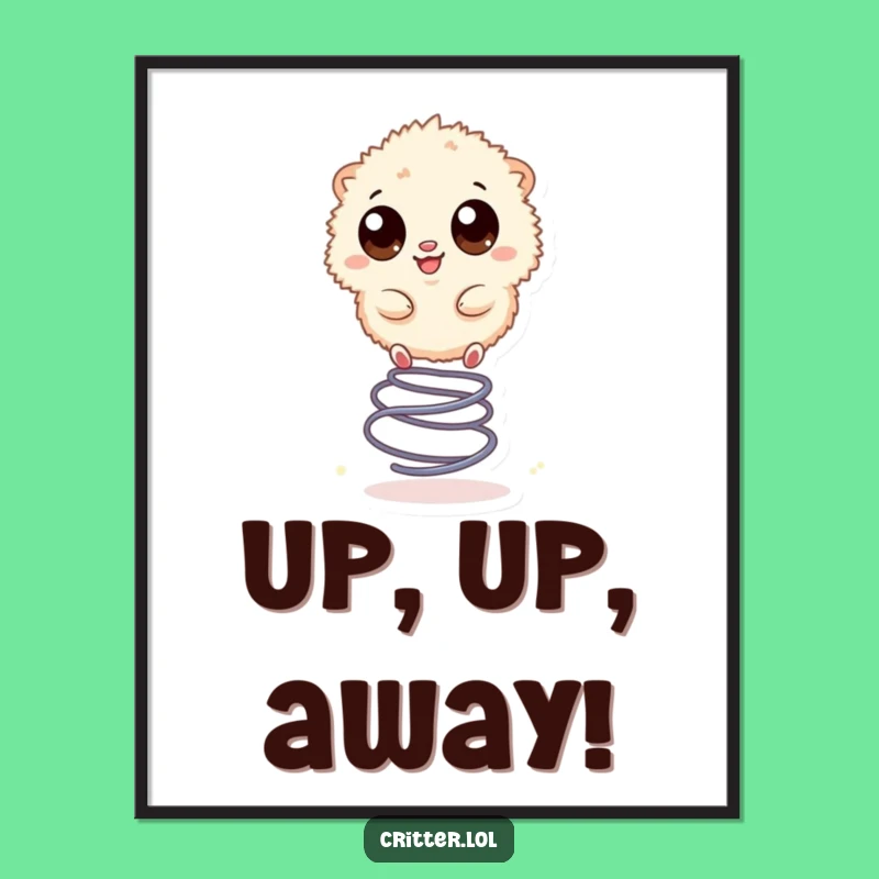 Art Print: Funny Bouncing Creature Poster, Whimsical Decor Gift