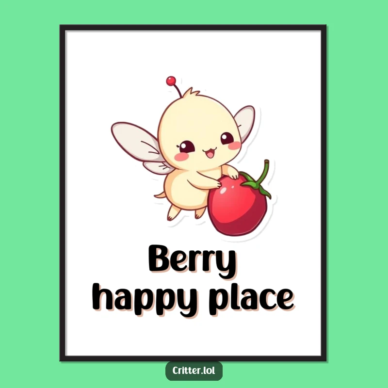 Funny Whimsical Critter Berry Art Print: Frame Your Fun, A Beautiful Funny Gift!