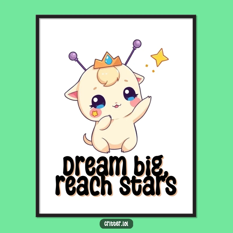 Funny Antennas Tiara Star-Batting Creature Poster - Whimsical Wall Art