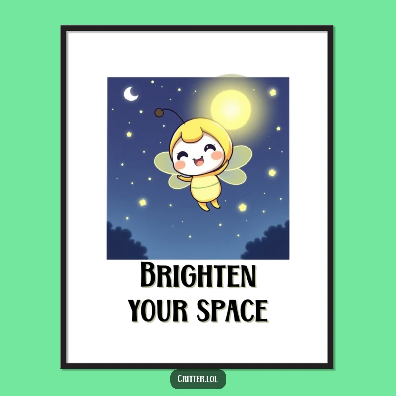 Funny Firefly Poster - Cheerful Glow Wall Art - Bright Night Illuminator Decor Gift