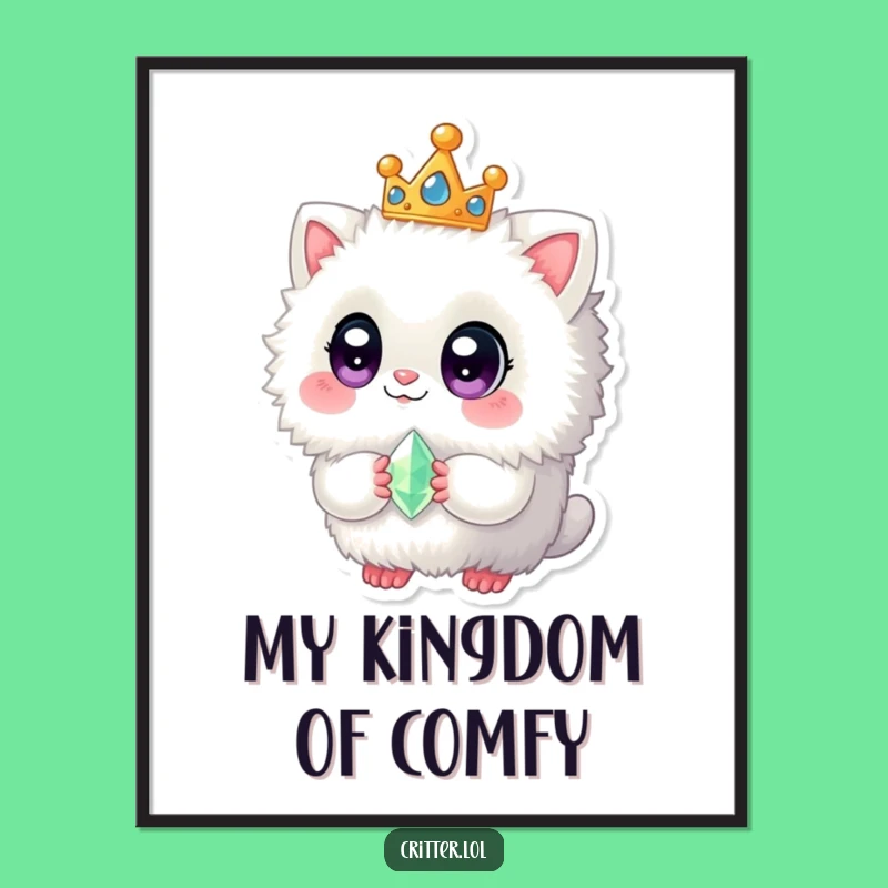 Funny Fuzzy Creature Poster - Royal Art with Gem Gift