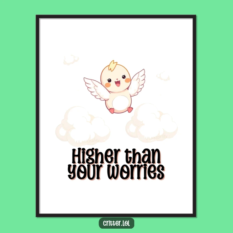 Funny Winged Critter Cloud Soar Poster - Dreamy Wall Art for Joy