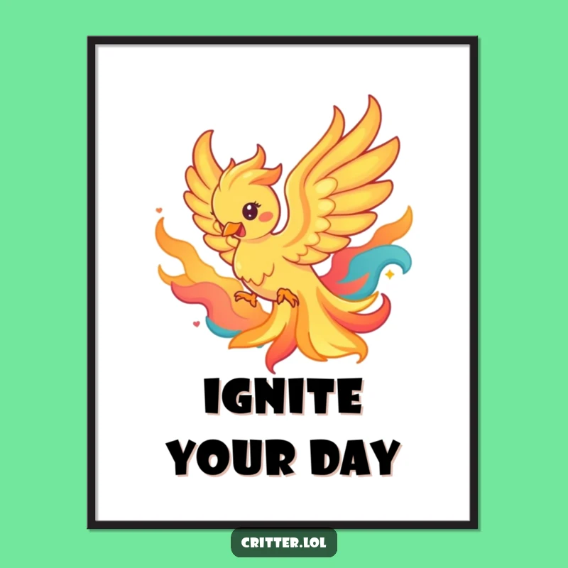 Funny Phoenix Flames Poster - Fiery Rebirth Wall Art!