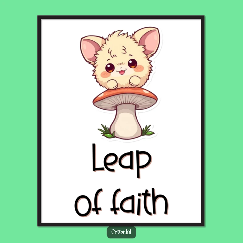 Funny Fuzzball Mushroom Poster, Playful Wall Art, Whimsical Decor Gift