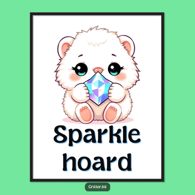 Funny Critter Gem Hug Poster: Adorable and Humorous Wall Art for a Sparkling Vibe