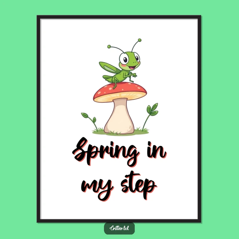 Funny Grasshopper Jump Poster: Dynamic Art for a Playful Space - Great Gift!