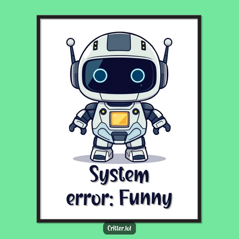 Funny Robot Poster: Blinking Light Art for Humorous Tech Decor
