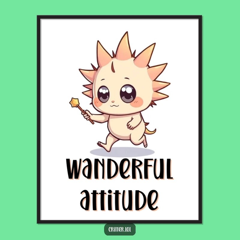 Funny Spiky Creature Wand Poster - Magical Wall Decor