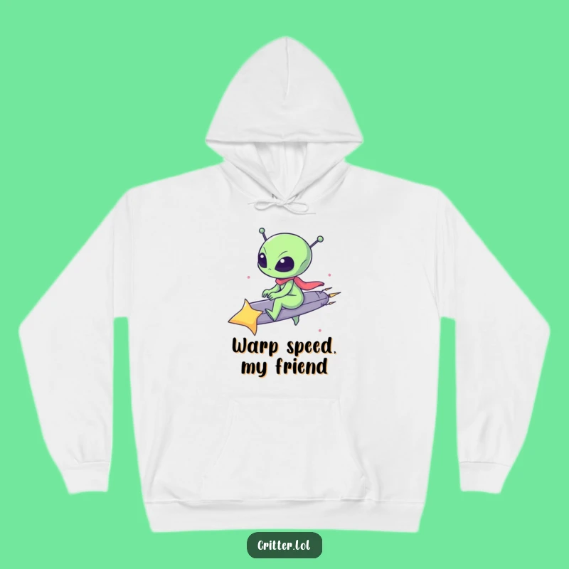 Cozy Funny Alien Shooting Star Hoodie: Warm & Hilarious Outer Space Gift