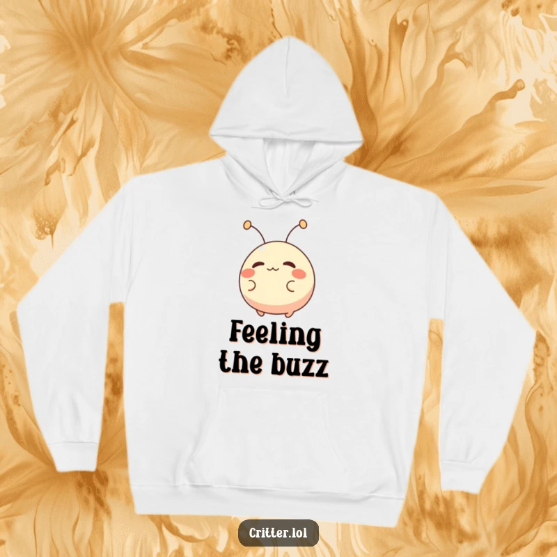 Funny hoodie with a small, round creature with antennae wiggling excitedly, offering cozy comfort and a humorous design.