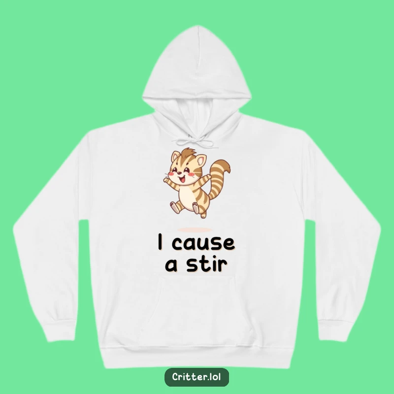 Cozy Funny Striped Creature Hoodie: Warm Up with Joyful Leaps