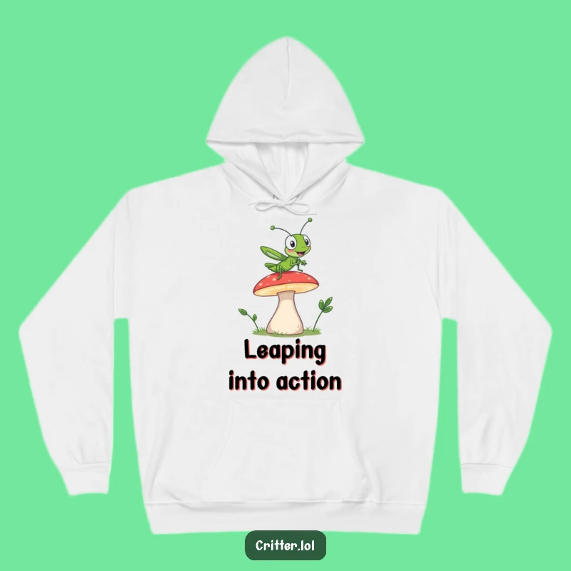 Cozy Funny Grasshopper Jump Hoodie: Warmth with Energetic Humor - Great Gift!