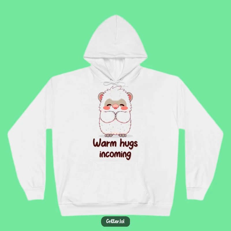 Funny Yeti Hug Hoodie: Snuggle Up with a Tiny Creature's Warm Fuzzy Embrace - Funny Gift!