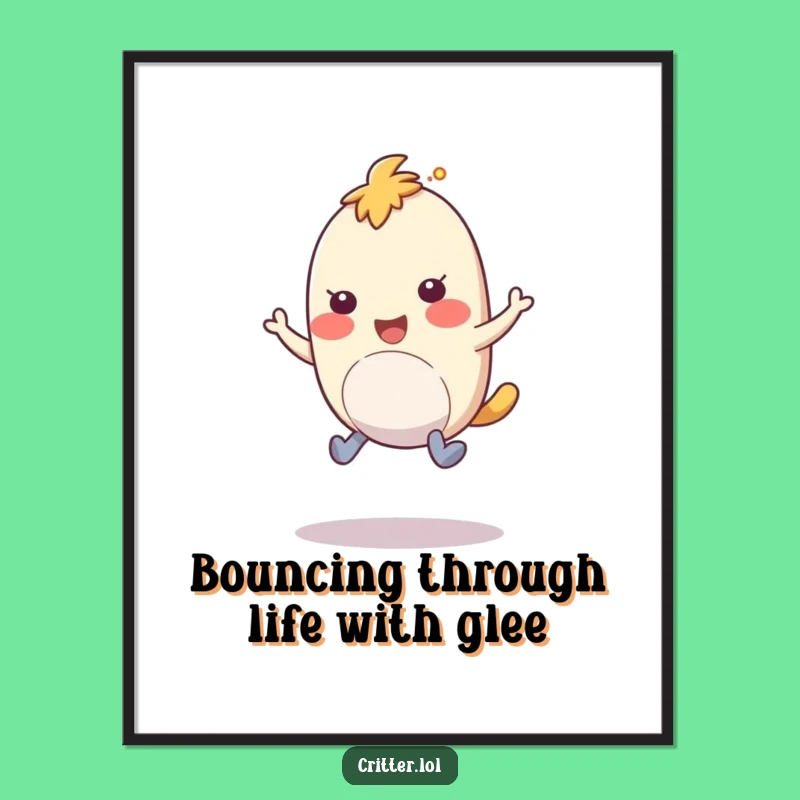 Free Printable Wall Art: Bouncy Creature Hopping, Funny Downloadable Playful Decor