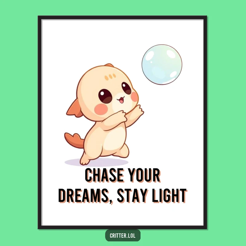 Funny Free Printable Wall Art: Creature Catching Bubble, Downloadable Art for Fun