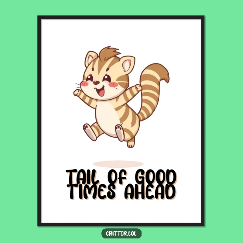 Free Printable Wall Art: Joyful Striped Creature Leaping, Funny Downloadable Quirky Decor