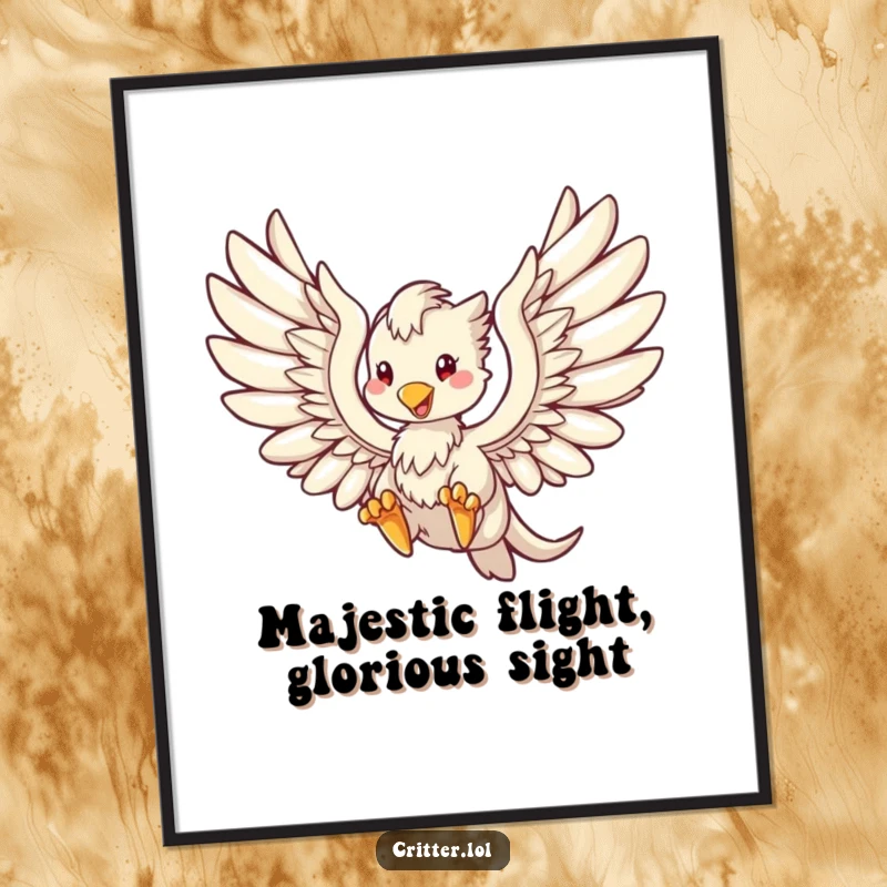 Free Printable Wall Art: A powerful griffin with magnificent wings outstretched soars gracefully through a majestic sky, a symbol of freedom.