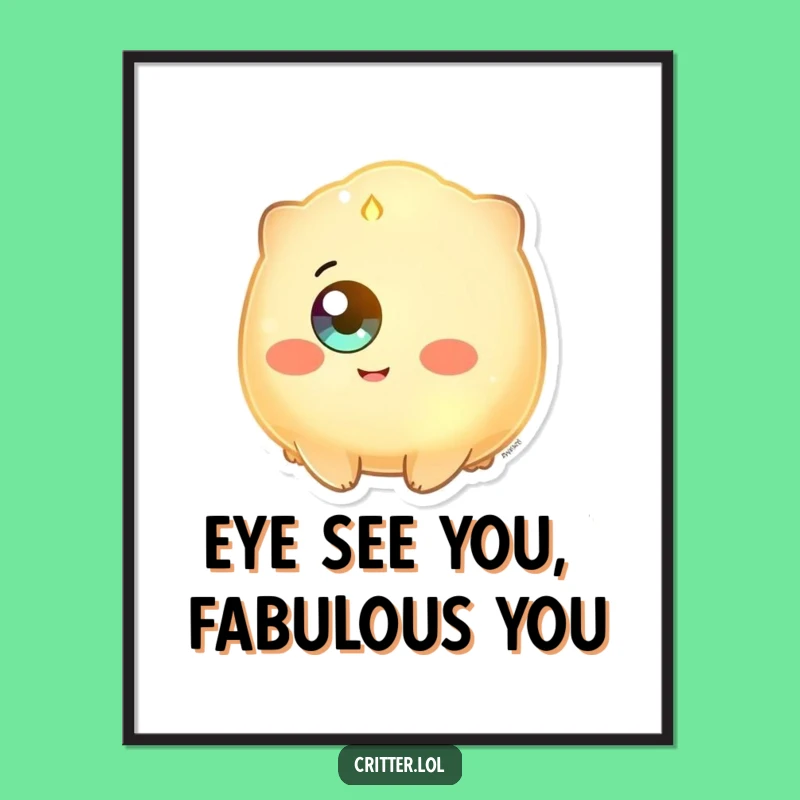 Funny Free Printable Wall Art: Glowing Creature Beaming - Happy Eye Decor