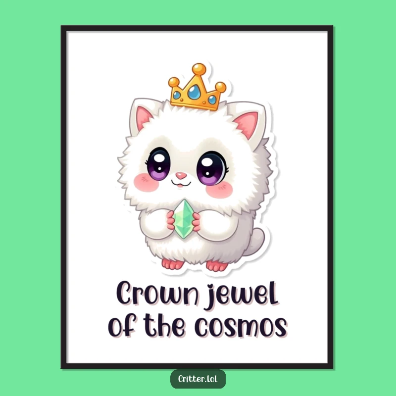 Funny Free Printable Wall Art: Royal Fuzzy Creature - Downloadable Whimsical Decor!