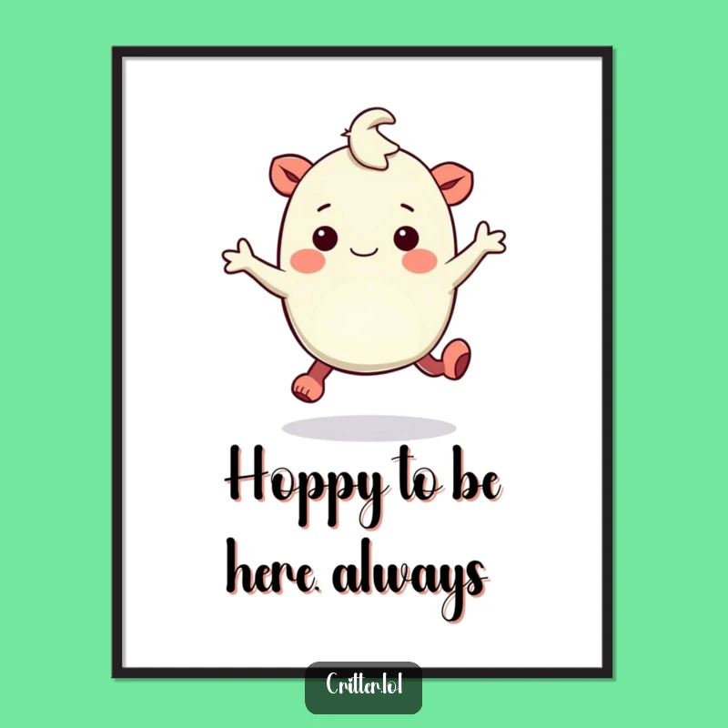 Funny Free Printable Wall Art: Bouncy Creature Hopping - Amusing Downloadable Decor